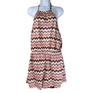 Steve Madden Pink Black Pinto Romper L Fully Lined Elastic Waist Polyester R149